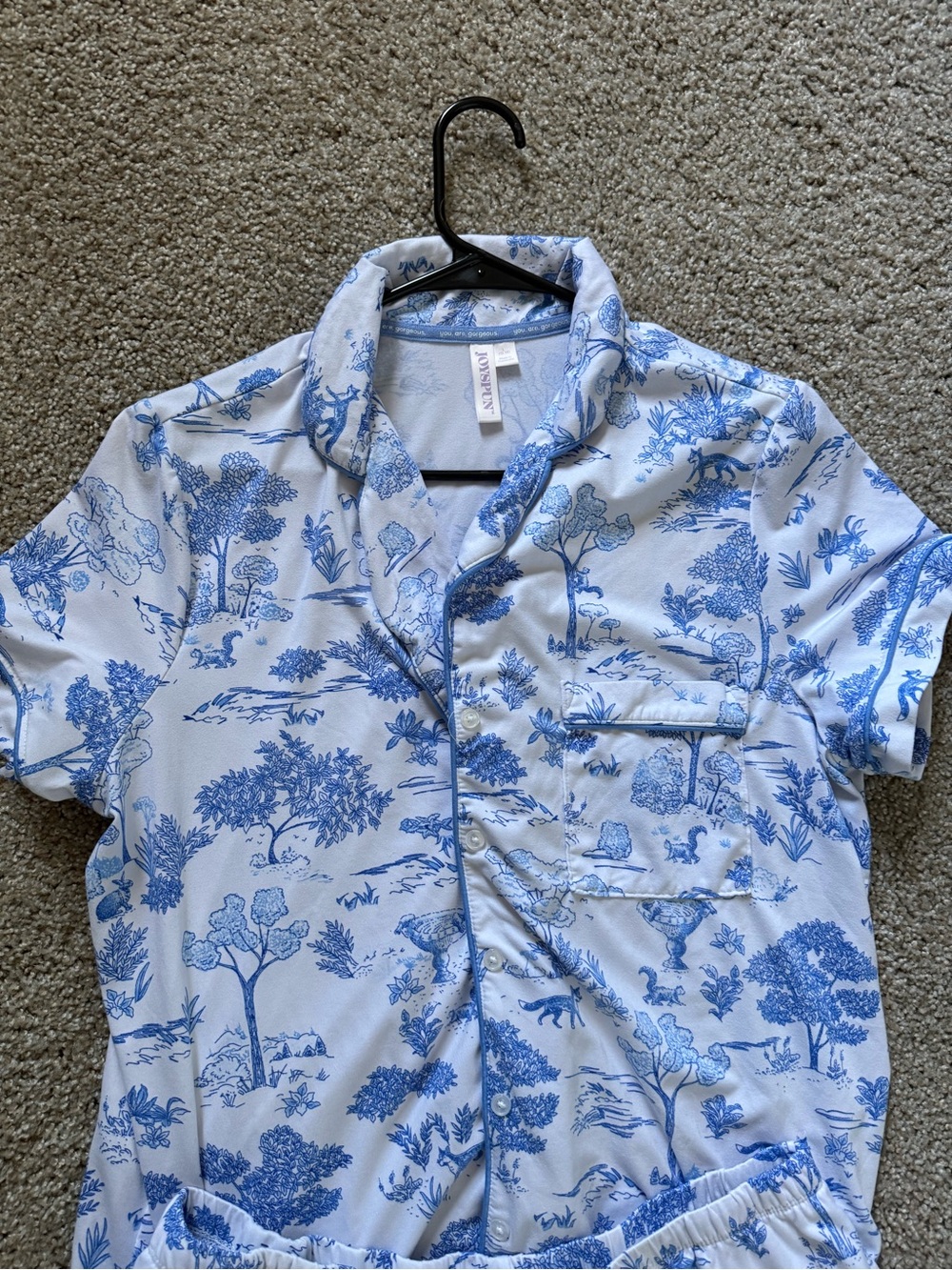 Women’s Blue & White Printed Pajamas